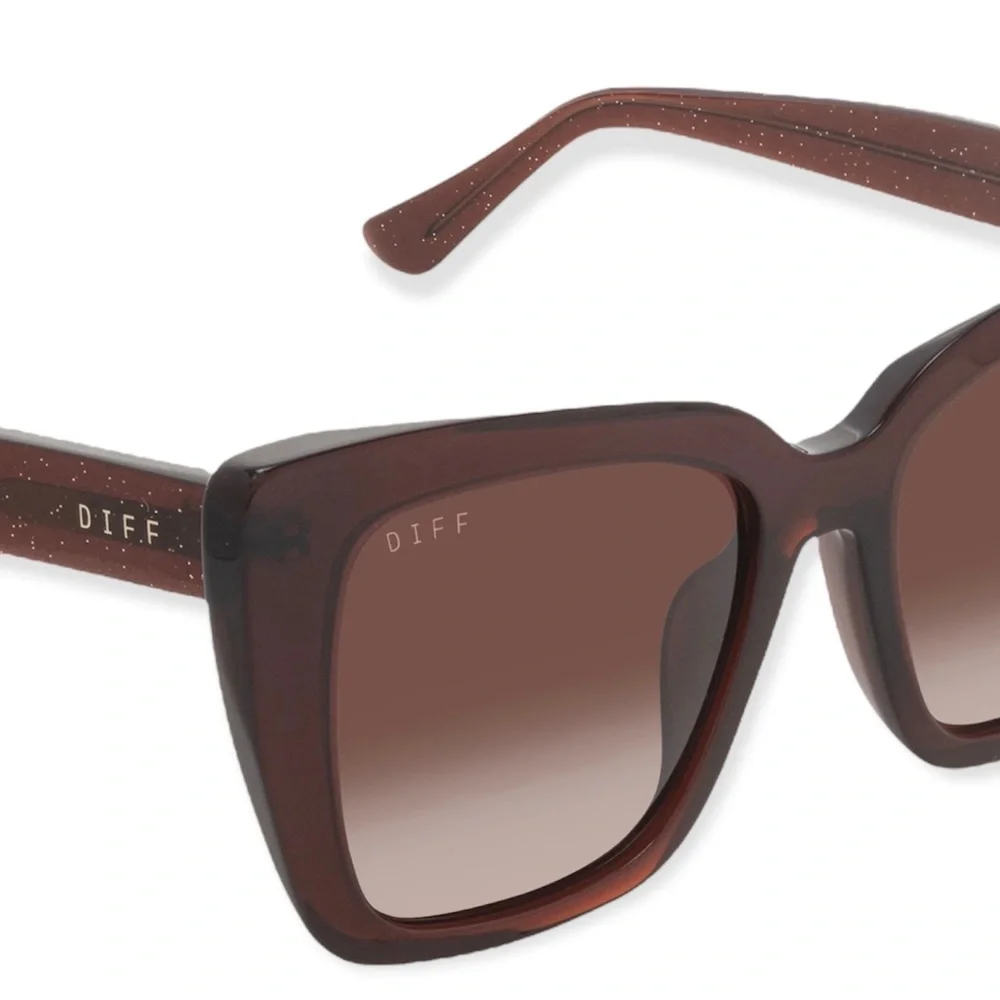 DIFF Lizzy Sunglasses Chestnut Crystal Frame Brown Gradient Lenses Oversized